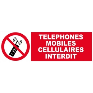 Panneau interdiction 450x150mm telephone mobile 410