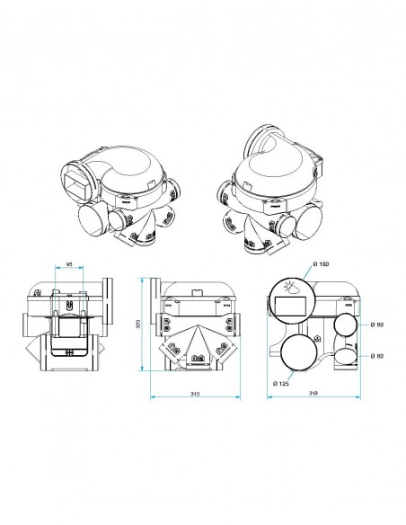 Kit Vmc hygroréglable easyhome hygro premium mw +  bouches bahia curve electrique