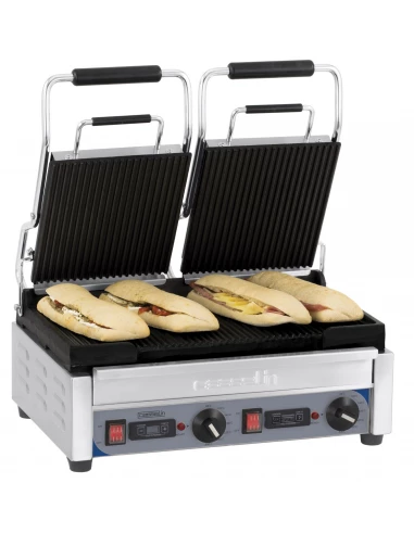 Grill Panini double Premium Rainurée - Rainurée avec minuteur - CASSELIN