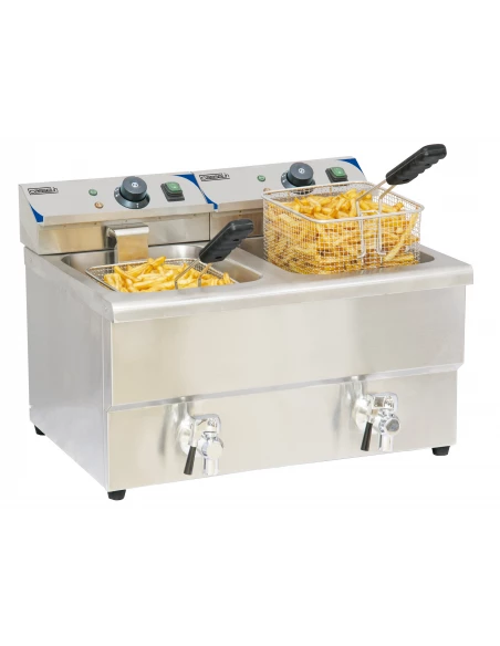 Friteuse électrique avec vanne de vidange 2 x 8 litres - CASSELIN