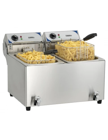 Friteuse électrique avec vanne de vidange 2 x 10 litres - CASSELIN