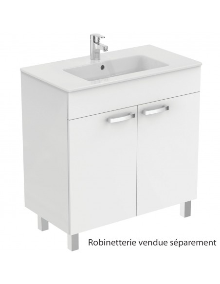 Meuble sous-plan et plan vasque Ulysse sur pieds 2 portes - 80 cm