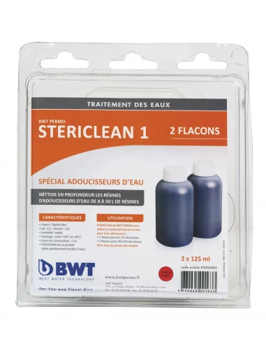 Stericlean 1 nettoyeur de résines adoucisseur (2x125 mL) - BWT