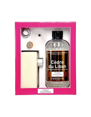 Coffret lampe brique blanc + recharge 500ml cèdre du liban