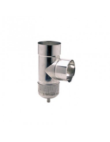 Te 90° purge inox D80 Raccord cheminée avec purge - Ten