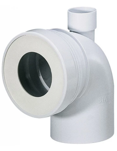 Pipe WC courte mâle avec piquage 100mm - Siamp