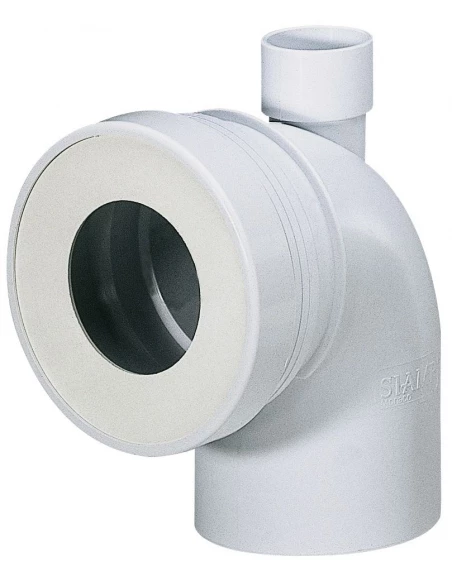 Pipe WC courte mâle avec piquage 100mm - Siamp