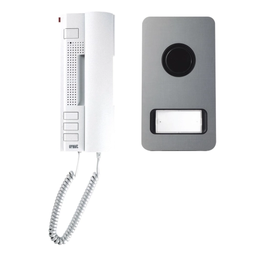 Kit portier audio 2 fils, platine Mikra Alu saillie et poste Utopia - URMET