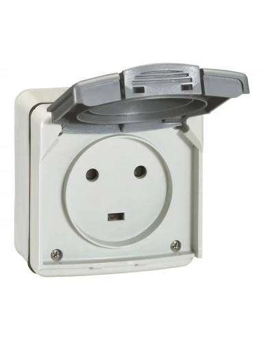 Prise De Courant 20 A 2p+t Plexo Ip55 - Complet En Saillie - Gris