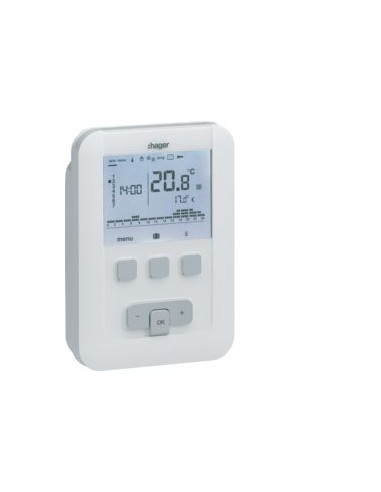 Kit thermostat d'ambiance programmable EK520 EK560 - Sans récepteur et filaire - Hager