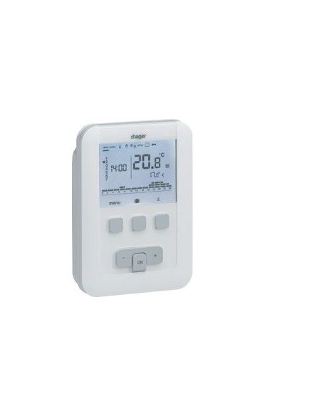 Kit thermostat d'ambiance programmable EK560 Avec récepteur et radio - Hager