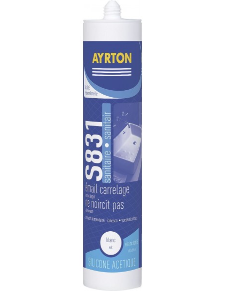 Mastic silicone anti-moisissures pour joint sanitaire acetique blanc - AYRTON