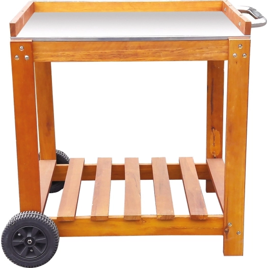 Chariot en bois pour plancha 77,5 x 48,5 x 75