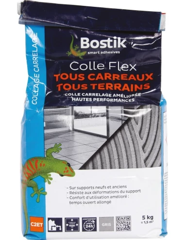 Colle tous carreaux et tous terrains 5kg gris - BOSTIK