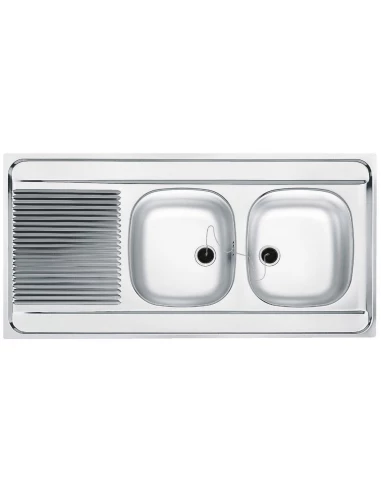 Évier Man à poser - 2 cuves 1 égouttoir - Inox lisse Franke 120x60