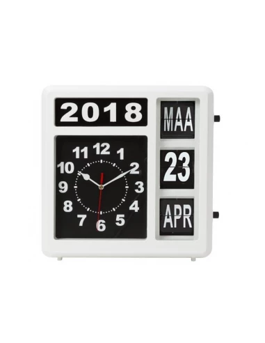 Horloge murale à chiffres sautants avec calendrier - 31 x 31 cm - neerlandais