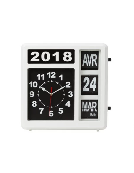 Horloge murale à chiffres sautants avec calendrier - 31 x 31 cm - français