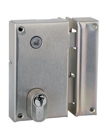 Serrure a cylindre profile enapplique verticale a fouillot grille droite