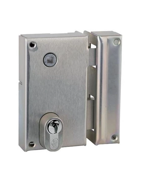 Serrure a cylindre profile enapplique verticale a fouillot grille droite