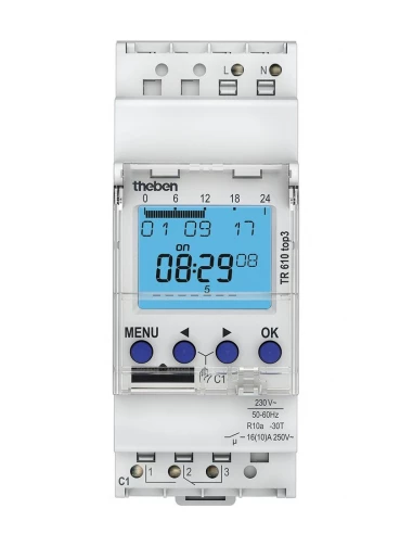 Horloge programmable digital TR 610 top3 1 sortie 2 modules - Theben
