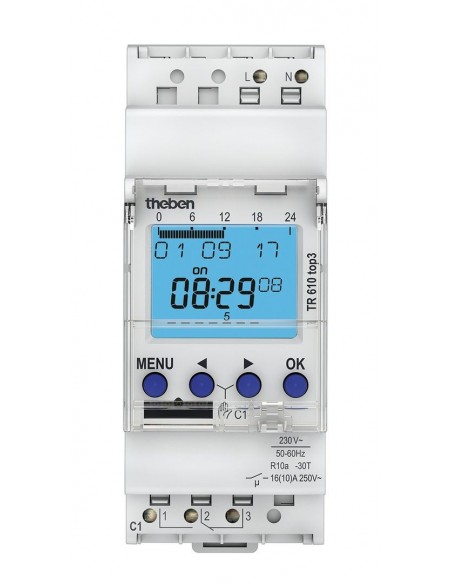Horloge programmable digital TR 610 top3 1 sortie 2 modules - Theben