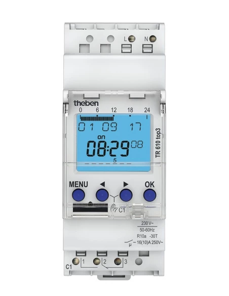 Horloge programmable digital TR 610 top3 1 sortie 2 modules - Theben