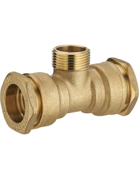 Té polyéthene mâle au centre laiton ø25 - mâle 3/4 - ø25 lien - NOYON THIEBAULT