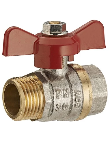 Vanne à sphère papillon passage total mâle femelle 3/4 (20 x 27) - NOYON THIEBAULT