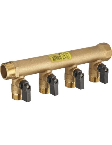 collecteur mf 3/4 - 4 départs m 1/2 avec vannes monobloc vrac étiqueté