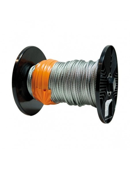 Câble âme métallique galvanisé - D: 4 mm - bobine de 76 m - 7 torons de 7 fils