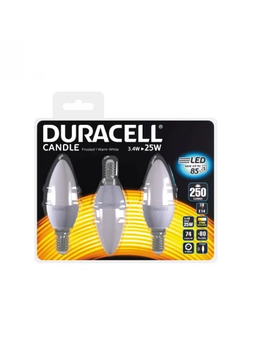 Ampoule led flamme 3.4w / 25w douille E14 depolie 3pièces - duracell