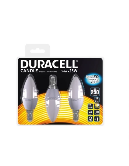 Ampoule led flamme 3.4w / 25w douille E14 depolie 3pièces - duracell