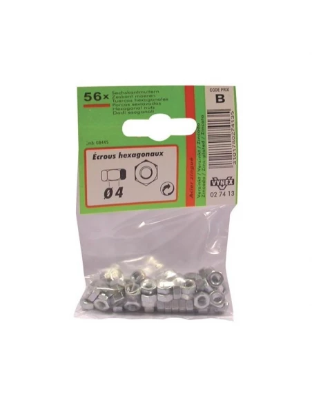 Ecrou hexagonal zingué Ø5 Sachet 44 PCE - VYNEX