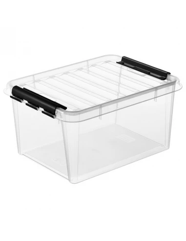 Boite de rangement transparente avec clips noires 14 litres classic 15 ref 3508390
