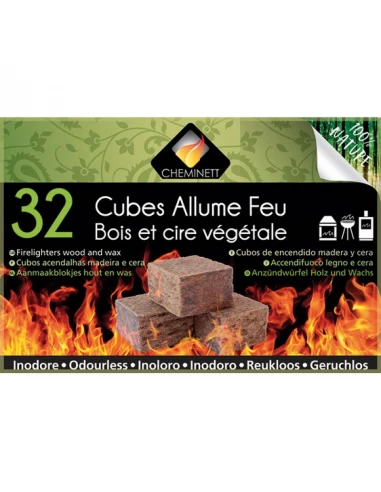 Allume feu actifeu bois cire végétale 32cubes - ACTIFEU