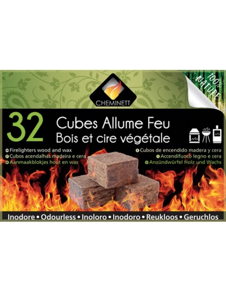Allume feu actifeu bois cire végétale 32cubes - ACTIFEU