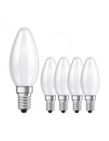 bte 5 ampoules led flamme 4w40 e14 verre depoli chaud