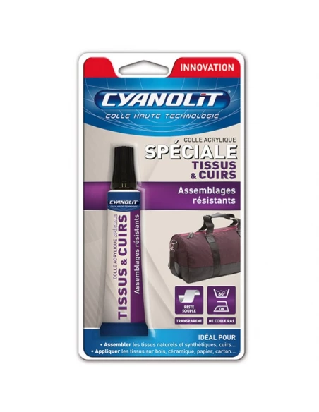 Colle tissu + cuir sans solvant 30ml - cyanolit