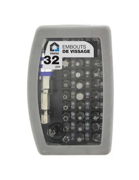 Coffret 32 pcs embouts de vissage profaq ref v1571570001