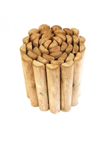 Bordure de jardin en bois 1/2 ronde épaisseur 7cm hauteur 30 x 200 cm