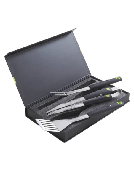 malette barbecue 3 pieces aimantes (fourchette-spatule-pince)