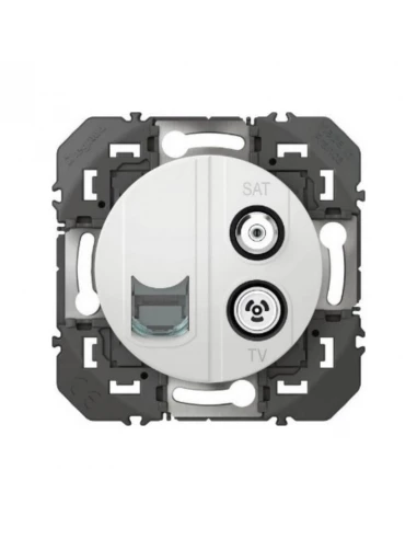 Prise Tv-sat Et Prise Rj45 Dooxie - Cat.6 Stp - Blanc