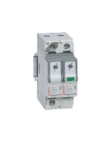 Legrand -412224 - Parafoudre basse tension T2- Imax 20 kA/pôle- 1P+N- 320 V alternatif - 2 modules