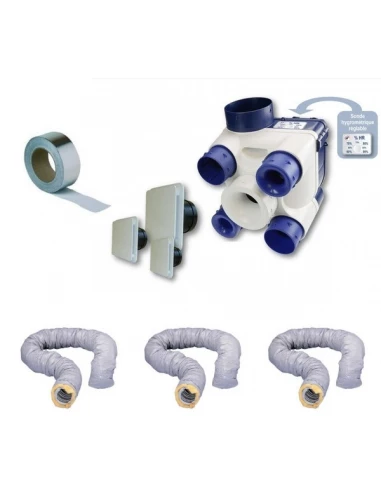 Kit vmc à hygrostat réglable 603116 unelvent complet avec gaines isolées - Soler et Palau
