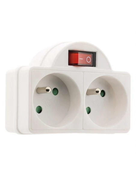 Biplite 2x16a façade + interrupteur blanc