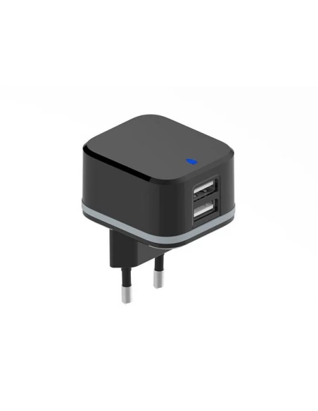 Chargeur compact avec 2 connexions usb 5 v - 3 4 a max ( 2 4 + 1 a ) - 17 w max