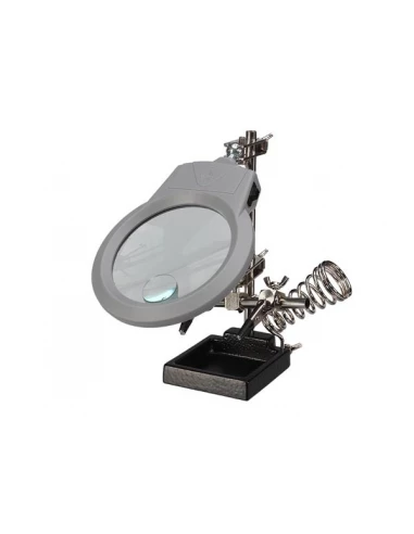 troisième main avec loupe, lampe led et support pour fer à souder