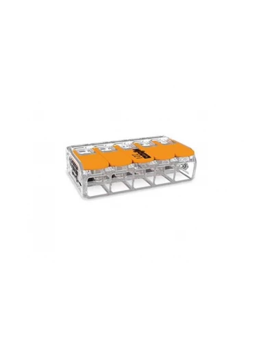 15 borne de raccordement compact - pour tous types de conducteurss - max 6 mm² - 5 conducteurs - boîtier transparent
