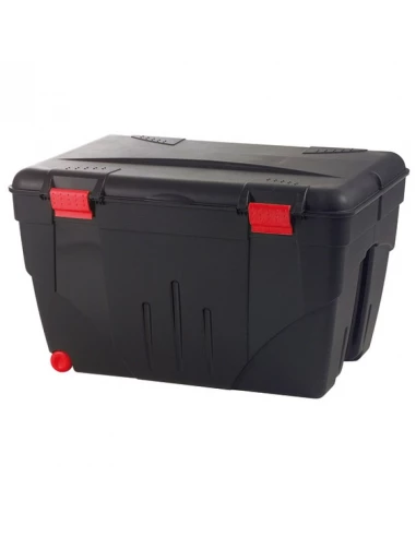 Malle de rangement TRAFIC 200 l 2 roulettes 84,8 x 61 x 51,5 cm noir-accessoires rouge