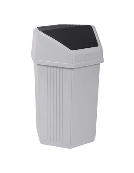 Poubelle 25 litres blanc cérusé et gris anthracite - EDA